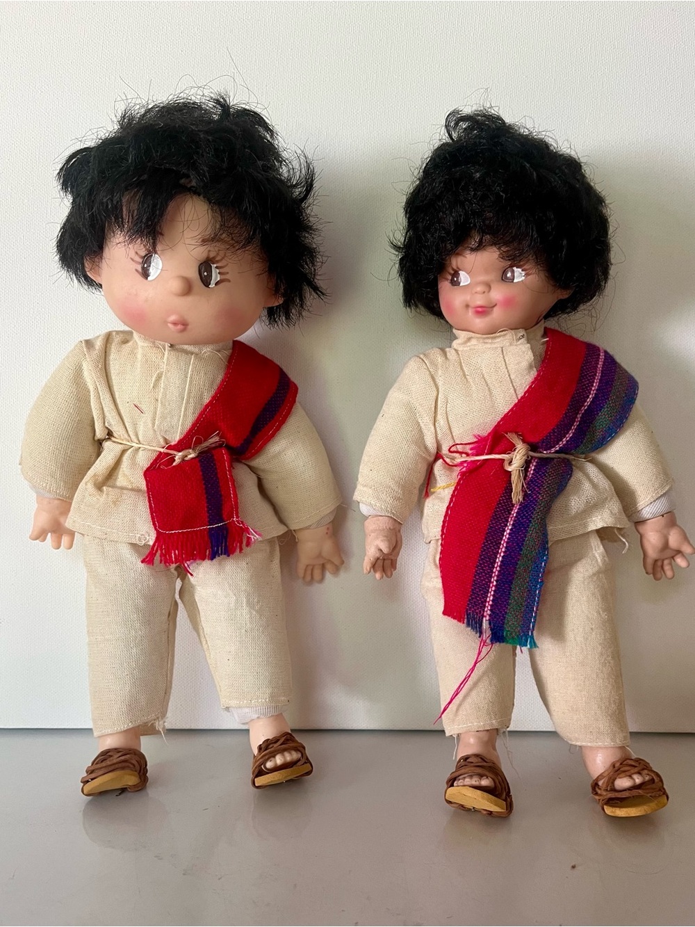 Pair of Vintage Folk Art Mexican dolls.